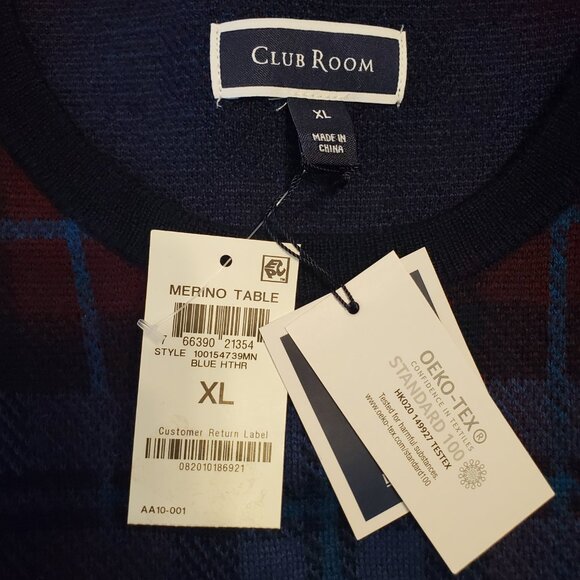 Club room Mens Blue Plaid Crewneck Sweater XL - Picture 8 of 10